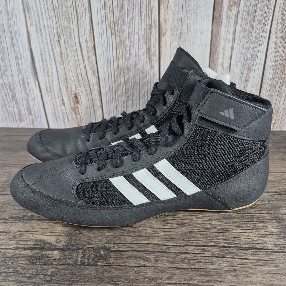Adidas HVC 2 Wrestling Shoes Men's Sz 12 Black White (VGC) AQ3325